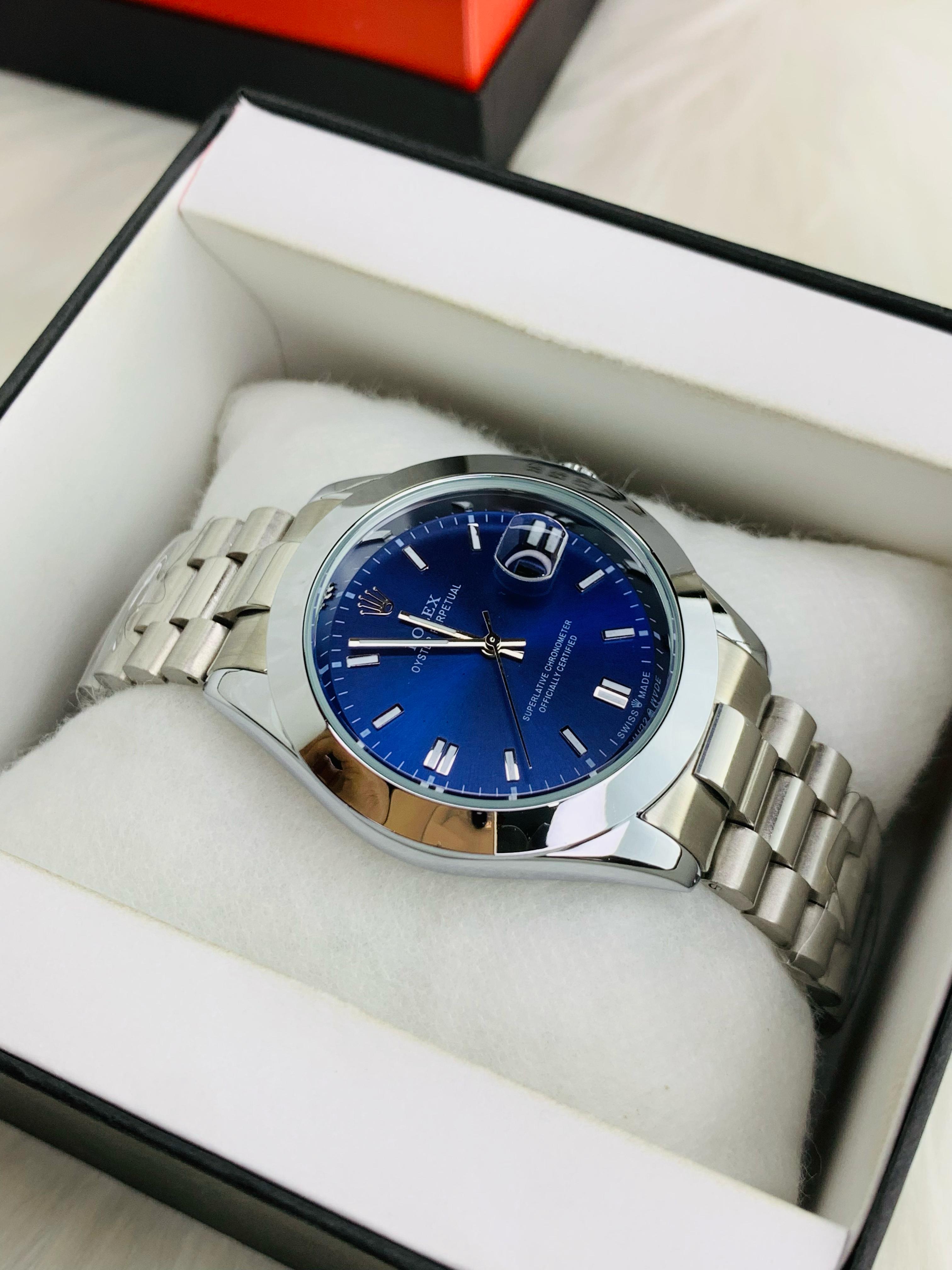 Date Working Index Model Blue Dial